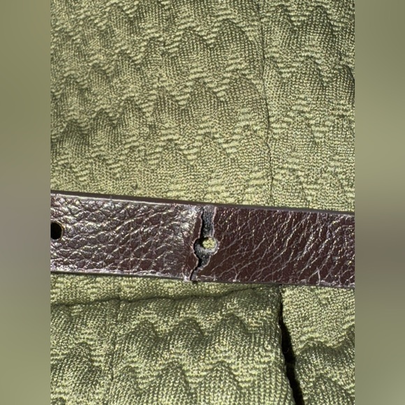 Olive Green Dress w/ zip back, fitted, pockets,belt size 12 - Picture 9 of 12